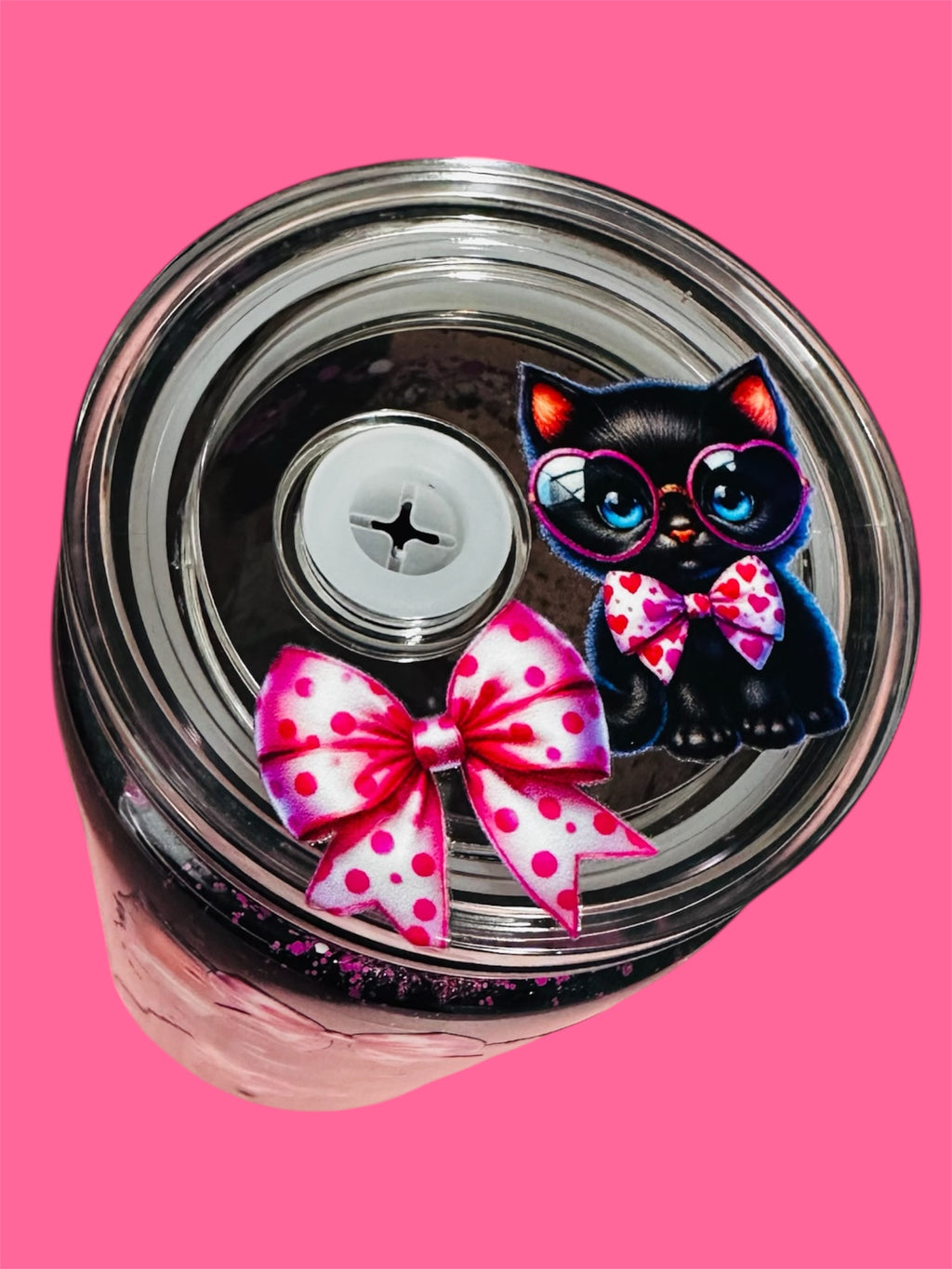 🩷✨ Pink Noir Kitty ✨🖤 16 Oz Snow Globe
