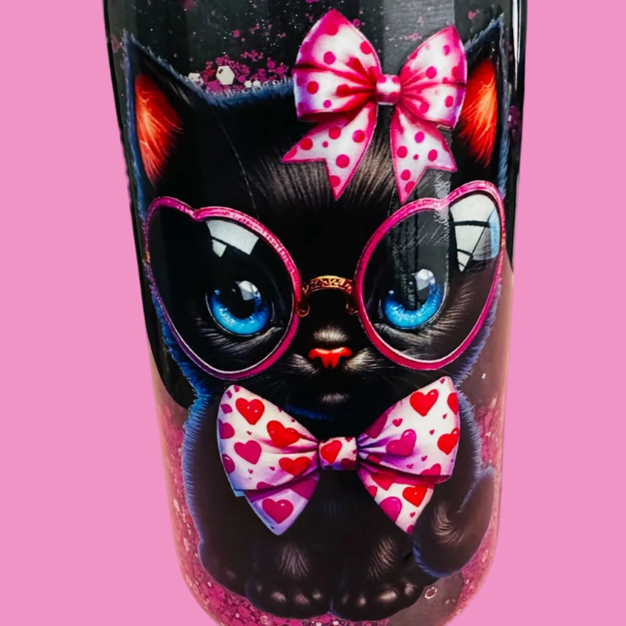 🩷✨ Pink Noir Kitty ✨🖤 16 Oz Snow Globe