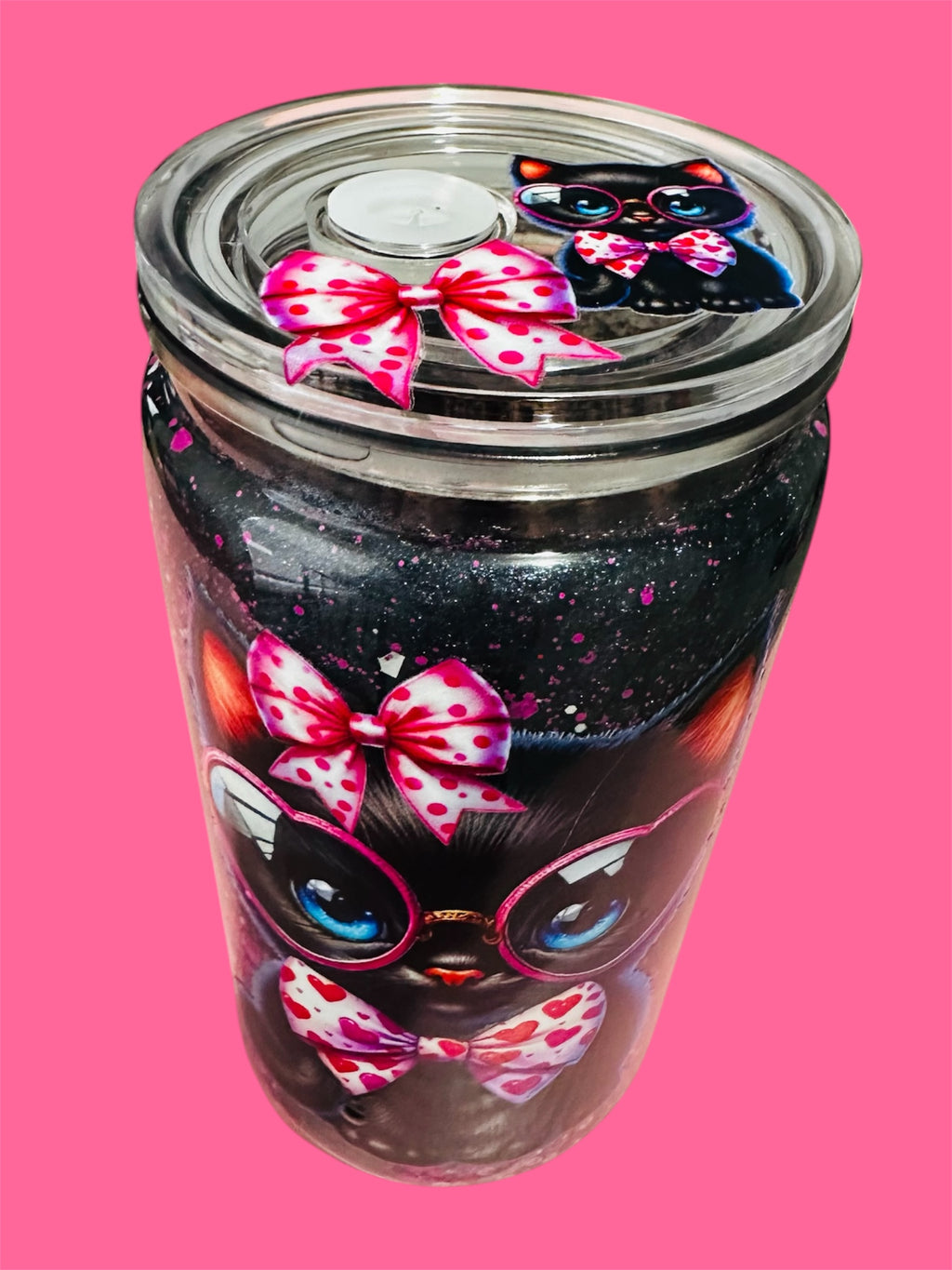 🩷✨ Pink Noir Kitty ✨🖤 16 Oz Snow Globe