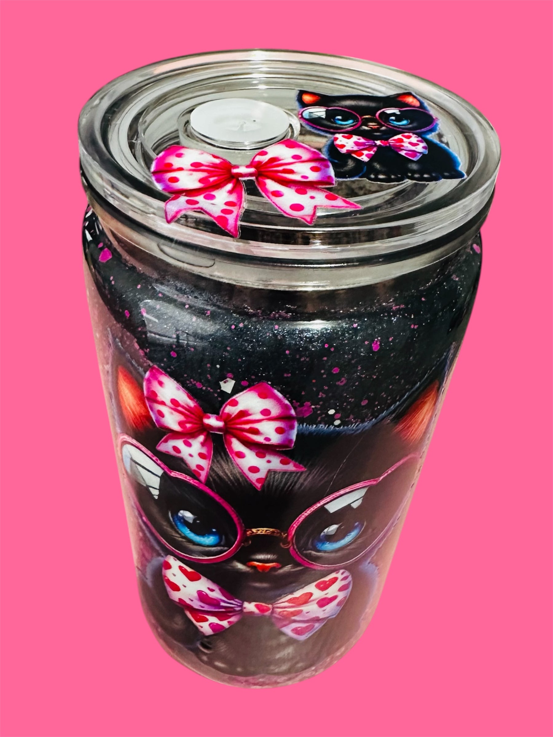 🩷✨ Pink Noir Kitty ✨🖤 16 Oz Snow Globe