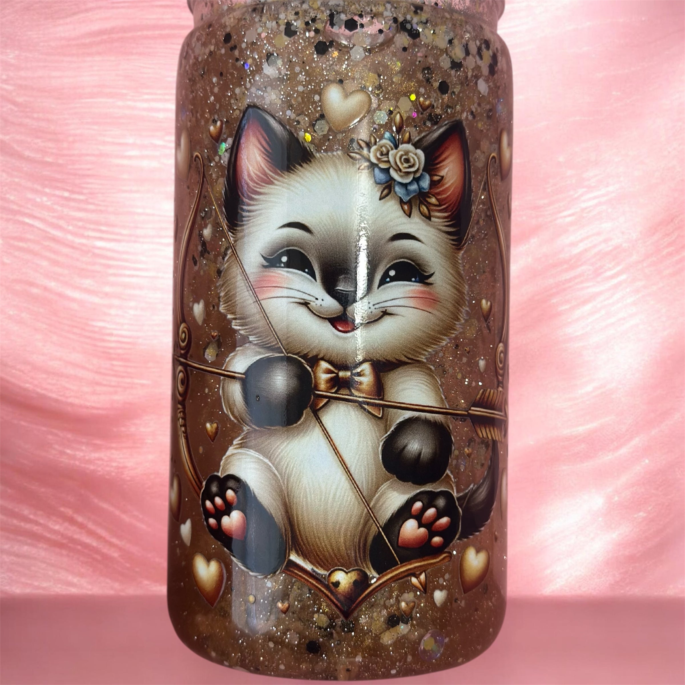 ✨ Golden Love Kitty Snow Globe 16 Oz Acrylic 💛